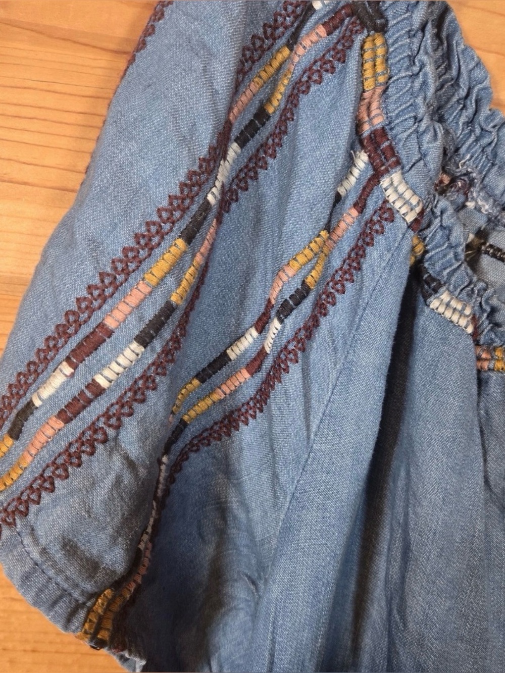 Knox Rose Boho Embroidered Chambray Shirt Dress SZ LG - Picture 5 of 9